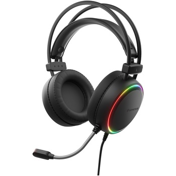 Casti Gaming Genesis NEON 613, Over-Ear, Stereo, 50mm Driver, Microfon Omnidirectional, Control Volum pe Casca si Mute pe Fir, Cablu 2m, Compatibil PC prin 1 x jack 3,5mm + USB pentru Iluminare LED,Negru