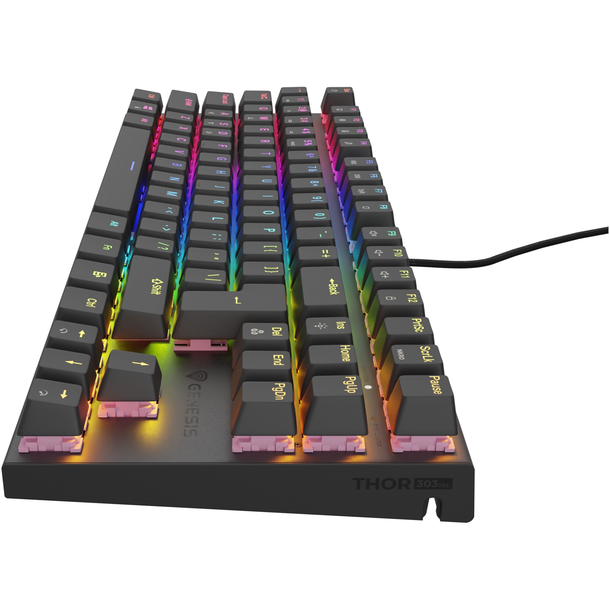 Tastatura Mecanica Gaming cu fir Genesis THOR 303, Peach Silent