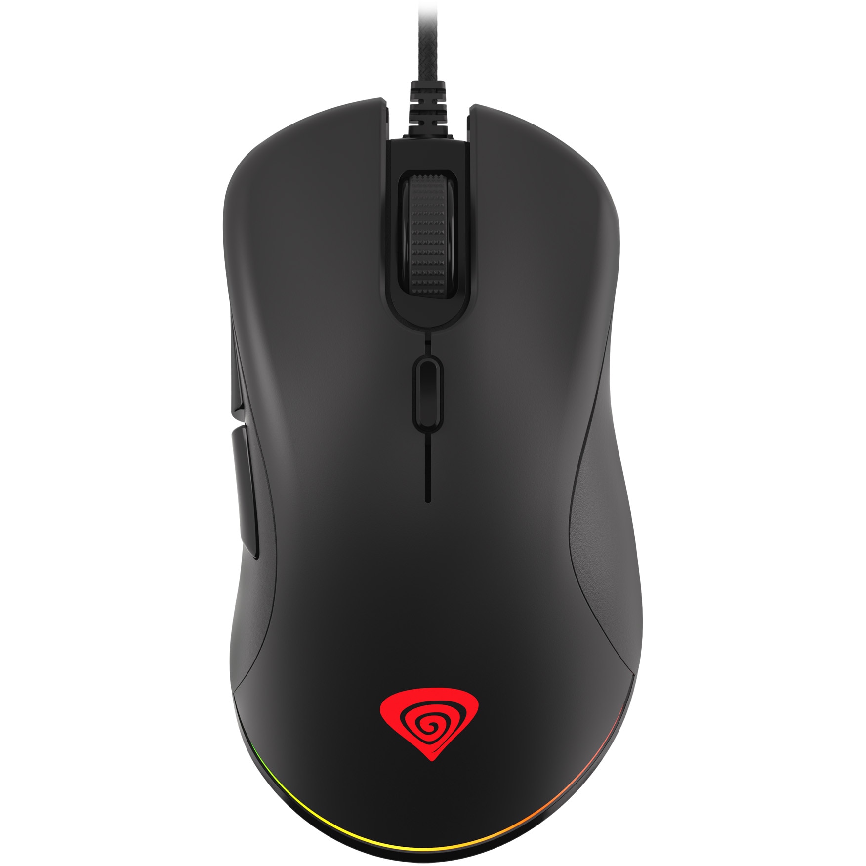 Mouse Gaming cu fir Genesis KRYPTON 200, Silent Click, 6.400 DPI, 1.000Hz, 22G, Software, Macro, Butoane Programabile, RGB LED, Cablu braided 1,8m, 77gr,Negru