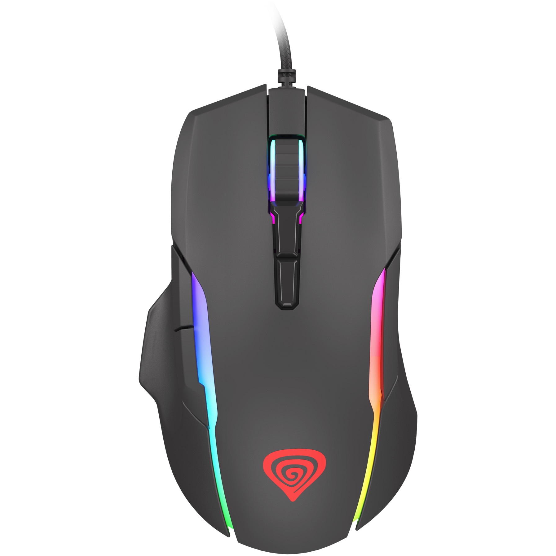 Mouse Gaming cu fir Genesis XENON 220 G2, Silent Click, 12.800 DPI, 1.000Hz, 20G, Software, Macro, Butoane Programabile, RGB LED, Cablu braided 1.8m, 99gr, Negru