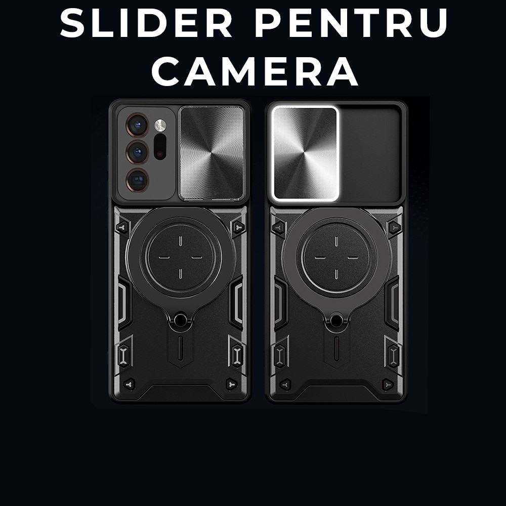 Husa pentru Oppo A5 4G / A5 5G, CamGuard Pro Kickstand, Slider Camera, Antisoc, Protectie Superioara, Albastru