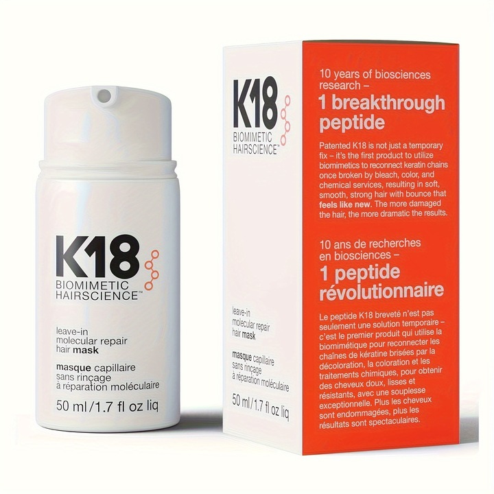 K18 Hair Repair Mask 50ml, kondicionálja és erősíti a hajat, enyhén hidratál