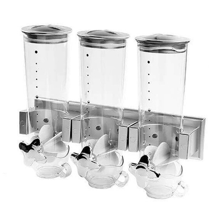 Set 3 cutii depozitare, plastic alimentar, argintiu, 41x31cm