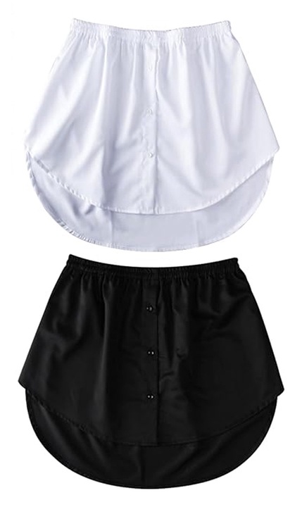 2 db inghosszabbító készlet, poliészter, fehér/fekete, Fehér/Fekete