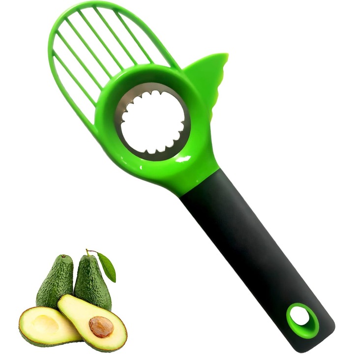 Instrument de taiat avocado, Enforose, cultivat organic, design compact, manere din silicon
