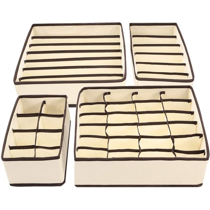 Set 4 Organizatoare Pliabile pentru Sertar, Multifunctionale, 33x16x10.5cm / 32x32x10.5cm / 28x16x10.5cm / 32x32x10.5cm