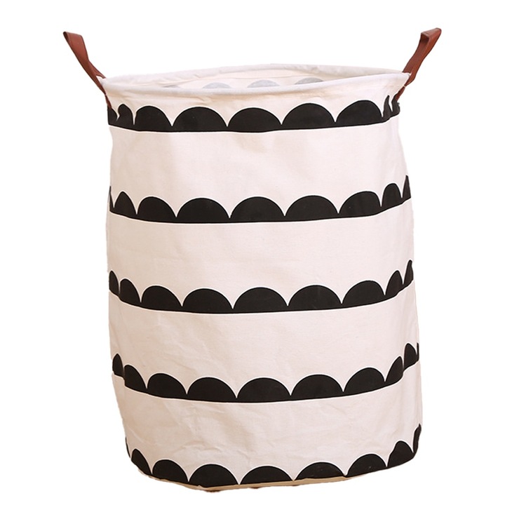 Cos de rufe pliabil, capacitate mare, cu maner din piele, impermeabil, multicolor