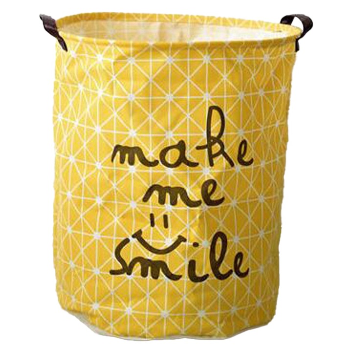 Cos rufe pliabil, galben, cu capac si maner, material impermeabil, 30x45cm