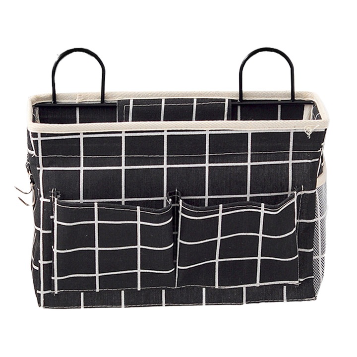 Organizator de perete pentru depozitare, bumbac, cu manere metalice, respirabil, lavabil, multicolor