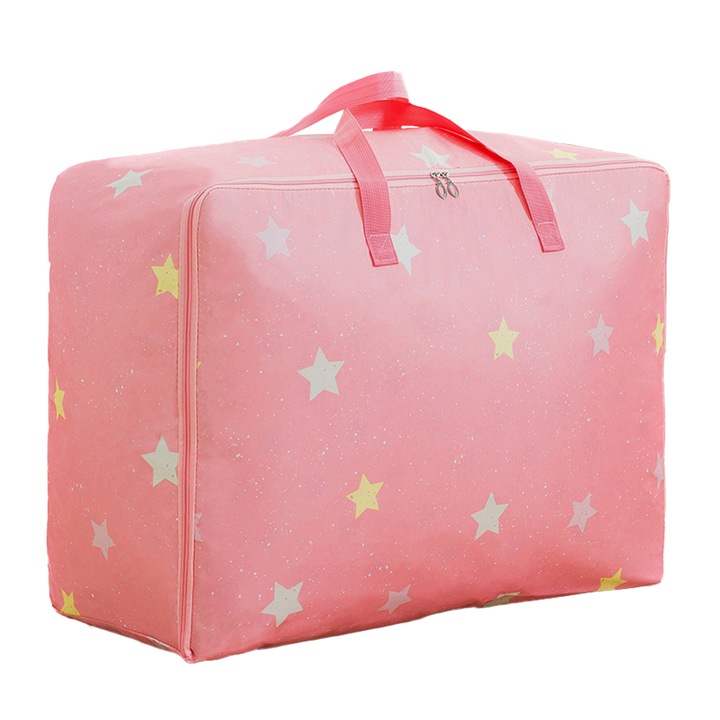 Geanta de depozitare, pliabila, respirabila, roz, pentru lenjerie de pat