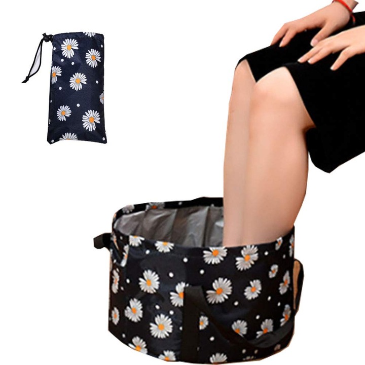 Bazin pliabil pentru picioare, 18L, negru, 35x22cm