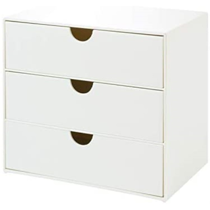 Organizator de machiaj cu 3 sertare, alb, 17x11x15cm