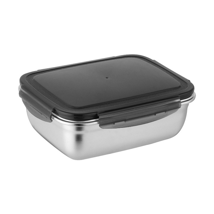 Set boluri inox adanci cu capac etans, 3 piese, argintiu, 20x15x10cm
