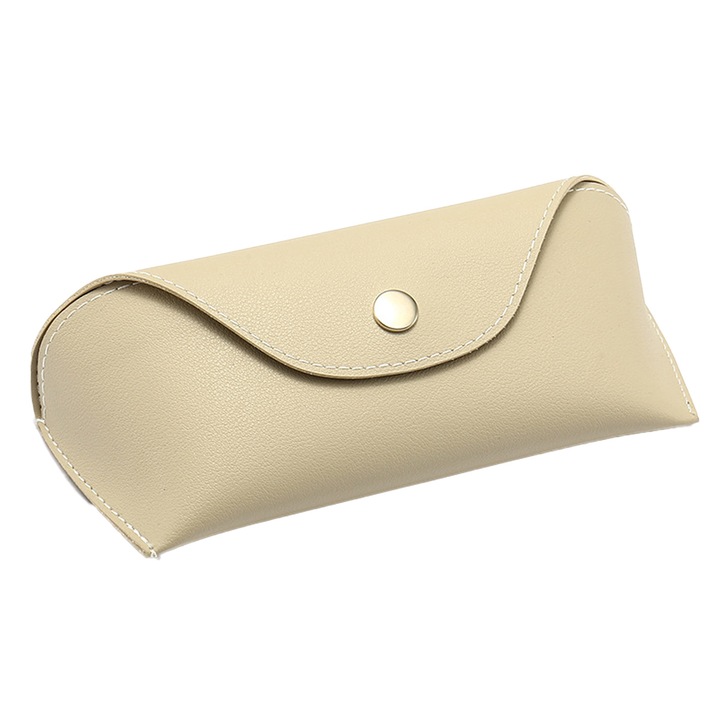 Husa din piele pentru femei si barbati pentru ochelari de soare Ochelari de vedere Portabil, alb murdar