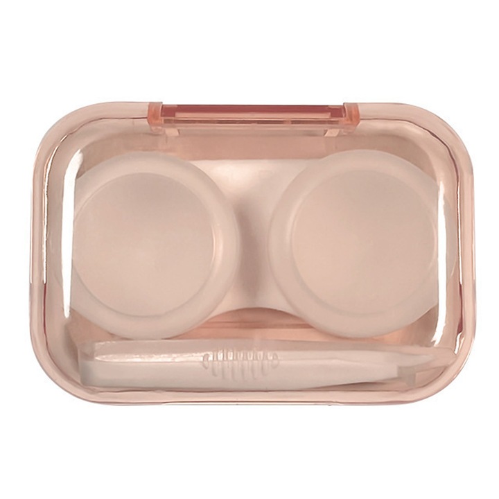 Cutie de calatorie pentru lentile de contact, roz, 9x7x4cm
