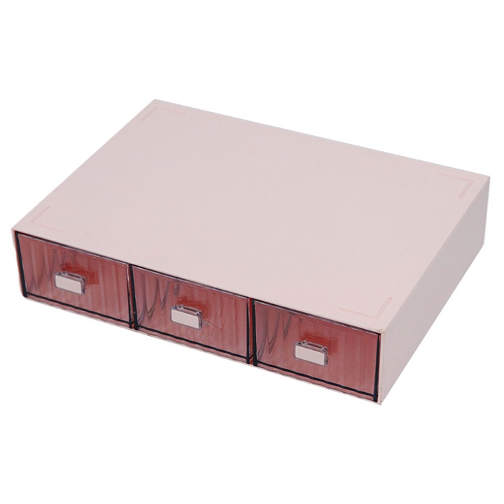 Organizator de birou Cozevdnt, 3 compartimente, multicolor, 23x16.5x5cm, cu capac