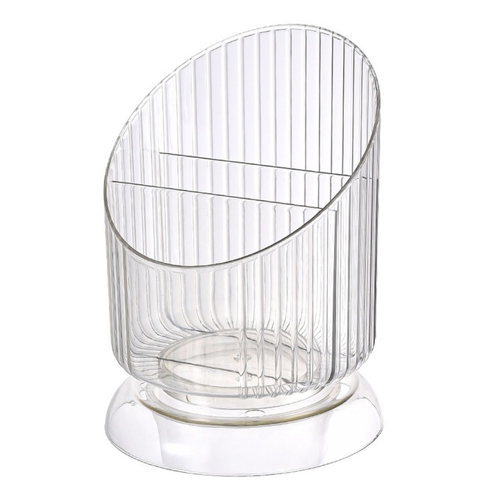 Szabálytalan hengeres kozmetikai rendszerező, ecsettartó, akril, fehér, 11 db-os készlet