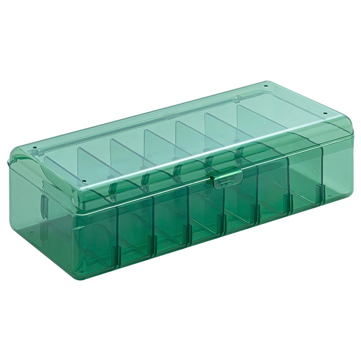 Cutie organizator cabluri Cozevdnt, plastic policarbonat, cu compartimente ajustabile, transparent, verde, set 11 piese