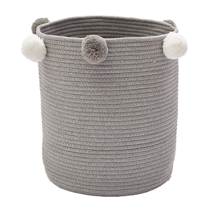 Кошница за съхранение KkvoGmle, изработена от памучно въже, 32x37 см, бяла, зелена, сива, розова