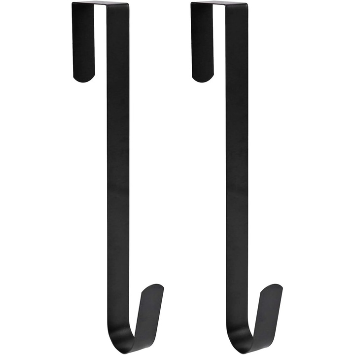 Set 2 umerase ajustabile, agatatoare peste usa, negru, 5.8x8.9cm