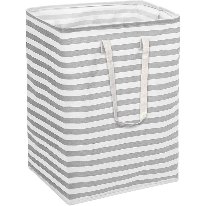 Cos de rufe pliabil, impermeabil, 75 l, 30 x 40 x 62 cm, gri/alb