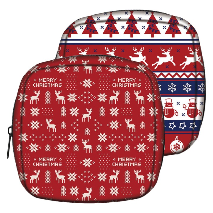 Set de 2 pungi pentru depozitare, tematica Craciun, capacitate mare, multicolor