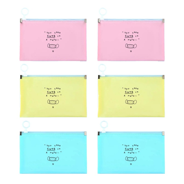 Set 6 cutii portabile pentru masti, PP, etanse, multicolor