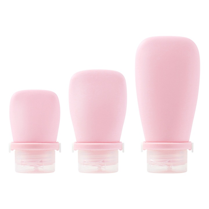 Set 3 Recipiente reutilizabile, Etanse, pentru Sampon si Detergenti, Roz/Alb