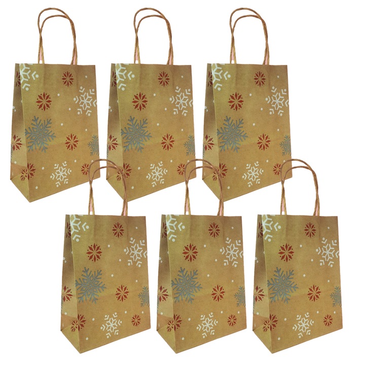 Set 6 pungi cadou de Craciun, Multicolor
