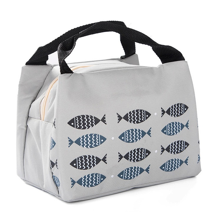 Термоизолираща чанта, KkvoGmle, 22,5 см, Сив