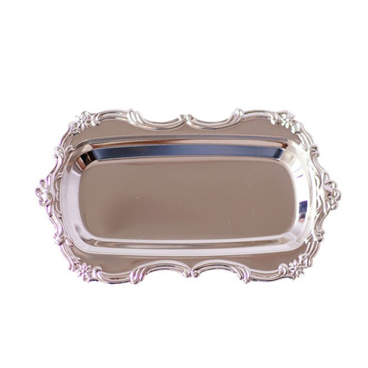 Tava servire vintage, argintiu