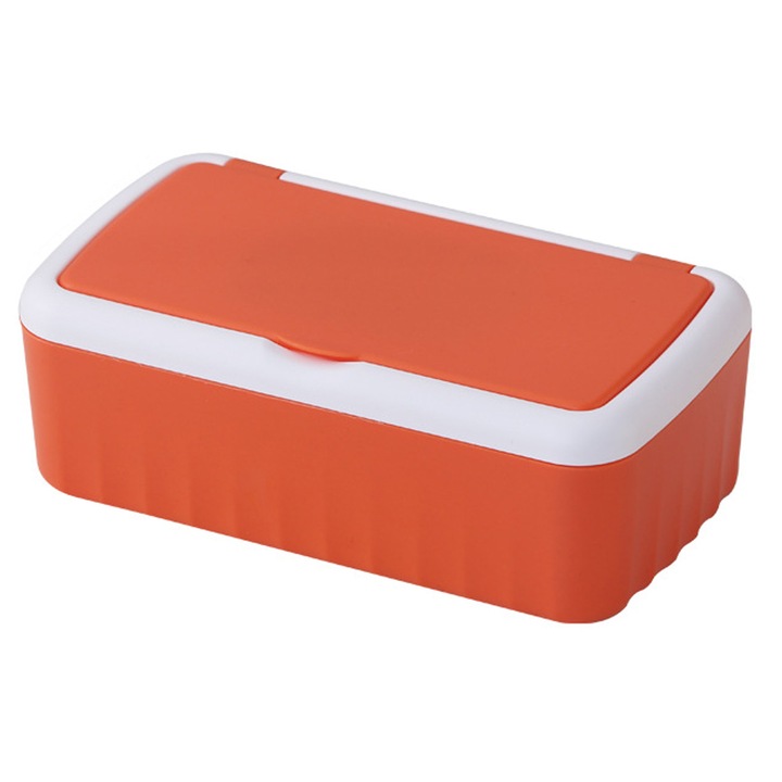 Nedves törlőkendők doboza tömítő tömítéssel és porvédő burkolattal, 4-es típus, narancssárga