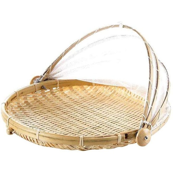 Cos de servire din bambus, tesut manual, set, 42cm