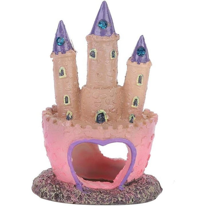 Decoratiune acvariu, model castel desene animate, 7.5x6.5x12cm