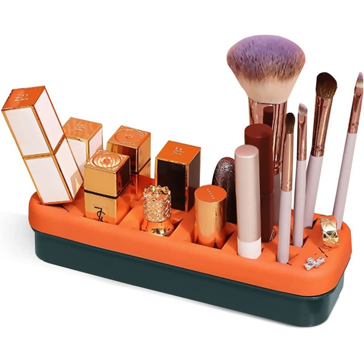 Organizator de masa de cusut din silicon pentru pensule de machiaj Suport de depozitare multifunctional pentru pixuri, pensule, unghiere, burghie si pixuri