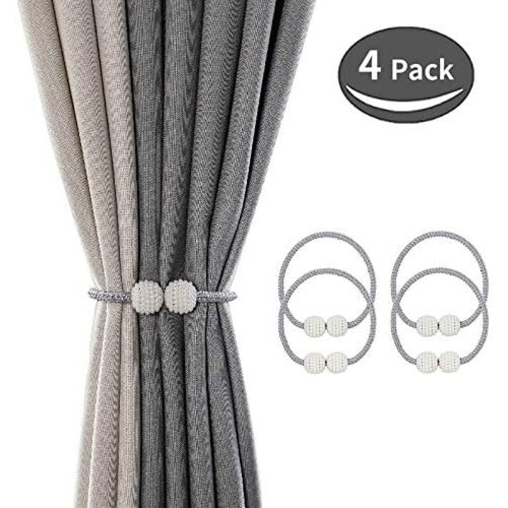 Accesorii perdele Enforose, set 2 buc, prinderi magnetice, design elegant, rezistente la rugina, usor de utilizat
