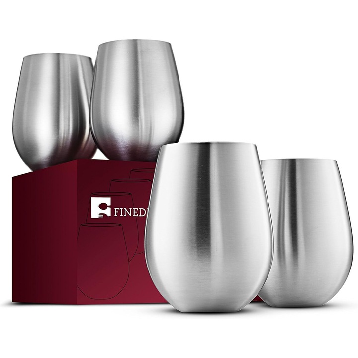 4 db FineDine pohár készlet, rozsdamentes acél, 500 ml