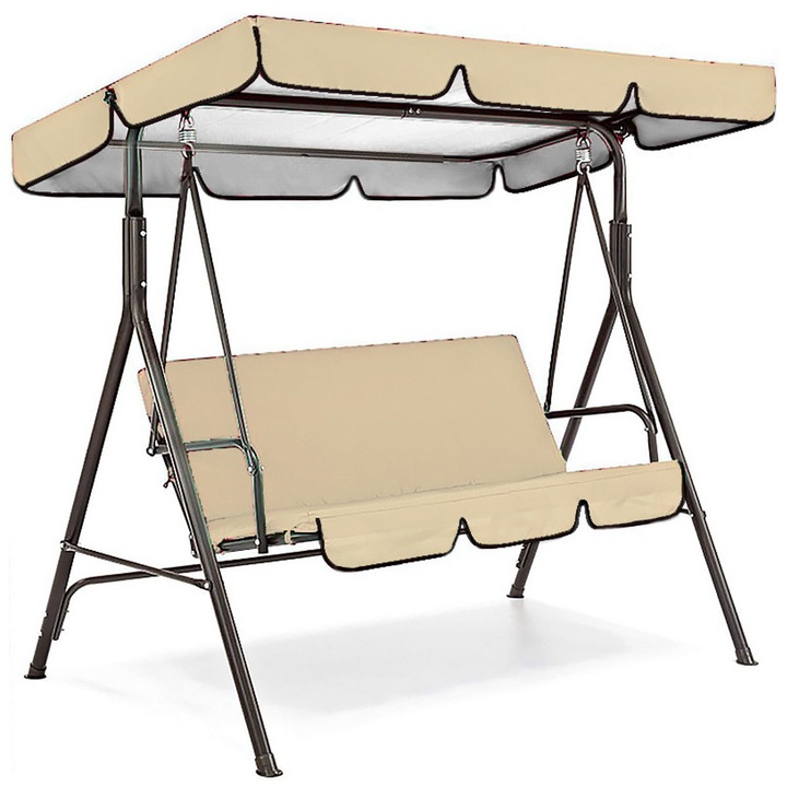 Set 2 huse pentru balansoar, longziming, bej, 142x120x18cm/150x50x10cm