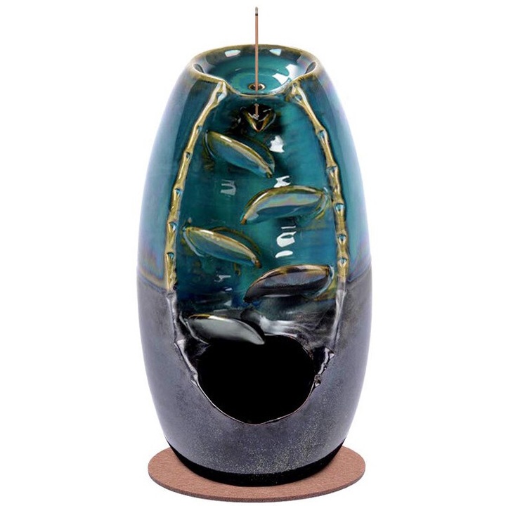 Suport pentru tamaie Cozevdnt, efect de cascada, ceramica, albastru