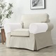 Set 2 huse pentru brate canapea, AMRINUGL, elastic jacquard, alb, 45.7x53.3cm