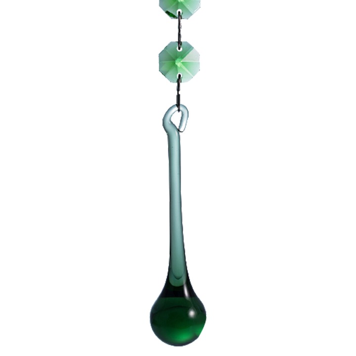 10 darabos Kristály Medál Készlet, Csepp Alakú, Zöld, Csillárhoz