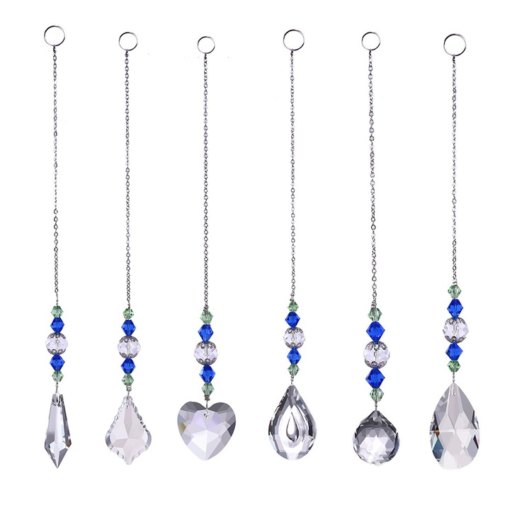 6 db-os kristály medál készlet dekorációhoz, többszínű, babatáskák