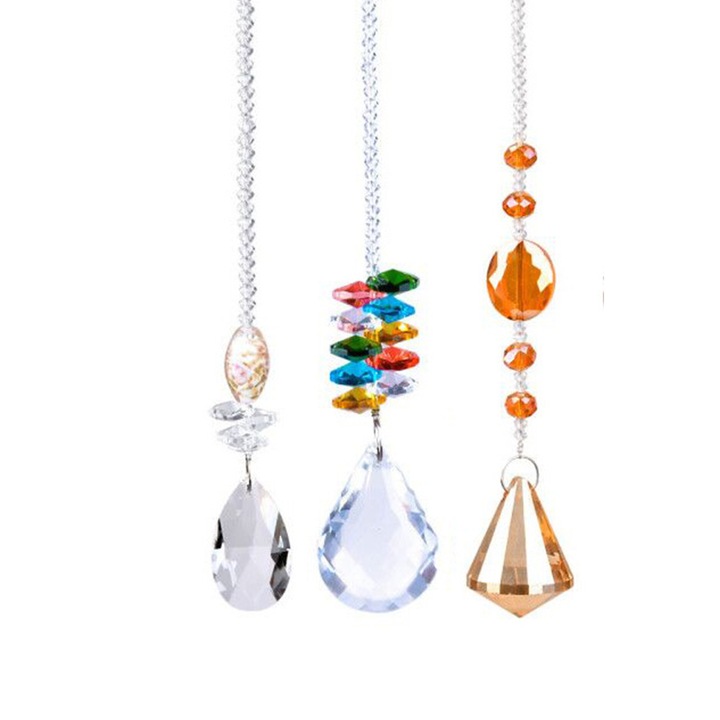 3 db függő dekoráció ablakra/kertbe, Jormftte, kristály, többszínű