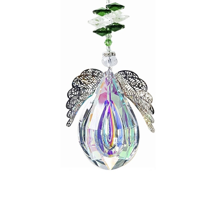 Többszínű, kézzel készített szivárványdísz készlet kristályokkal és angyalszárnyakkal