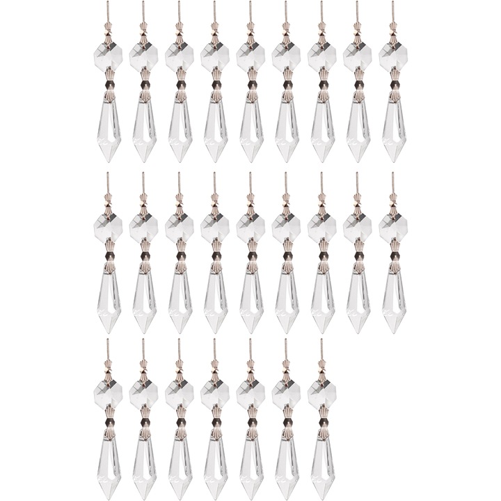 25 darabos kristály medál szett csillárhoz, fehér