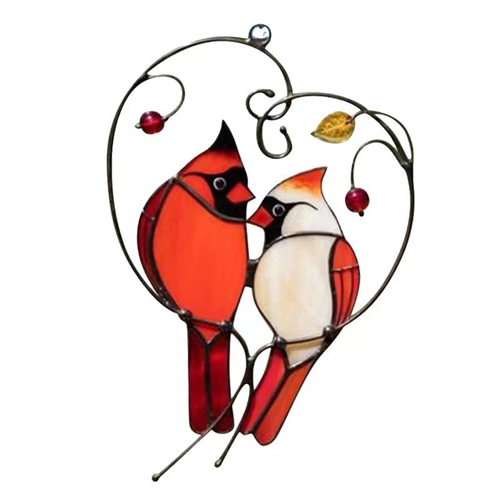 Pandantiv decorativ pentru fereastra, model cu pasari, multicolor