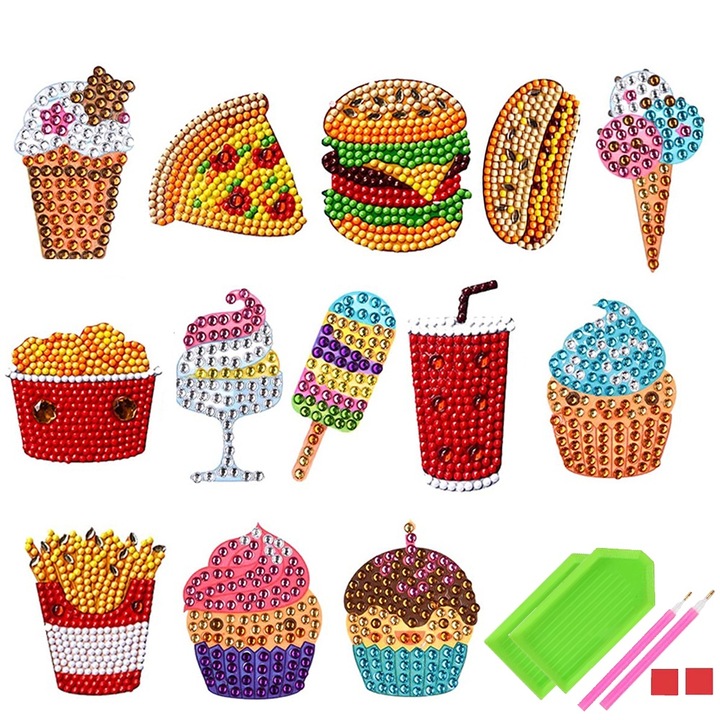 Set pictura cu diamante 5D pentru copii Cozevdnt, kit autocolante animale, decorativ, multicolor