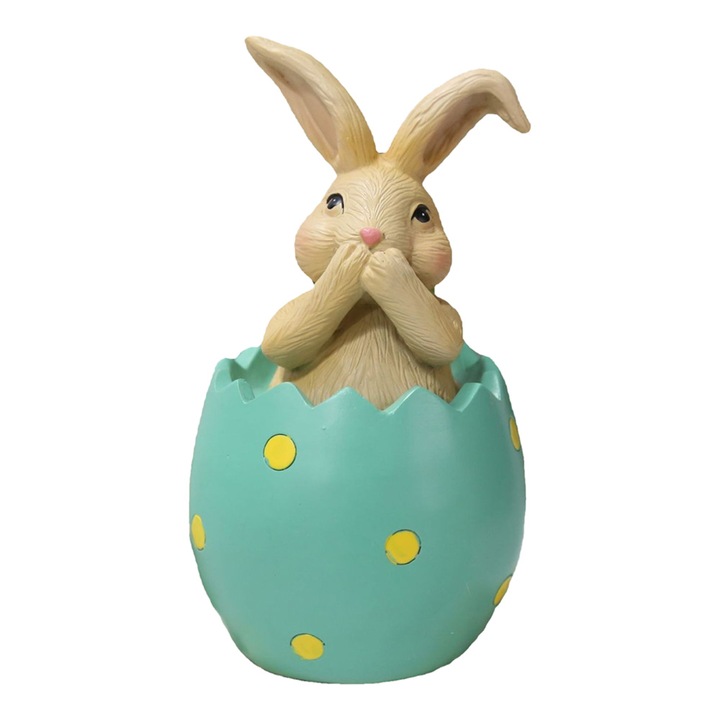 Set de decoratiuni pentru gradina, Statuete Iepurasi de Paste, multicolor, 6x6.2x9.5cm