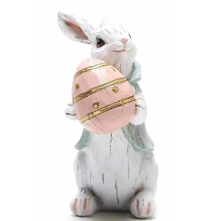 Set decorativ pentru gradina, figurine iepurasi, multicolor, 14x7x8cm