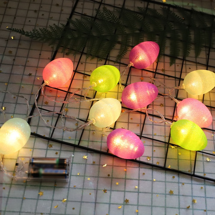 Húsvéti fényfüzér QttvbTna, színes tojások, LED, 3,3 m, többszínű